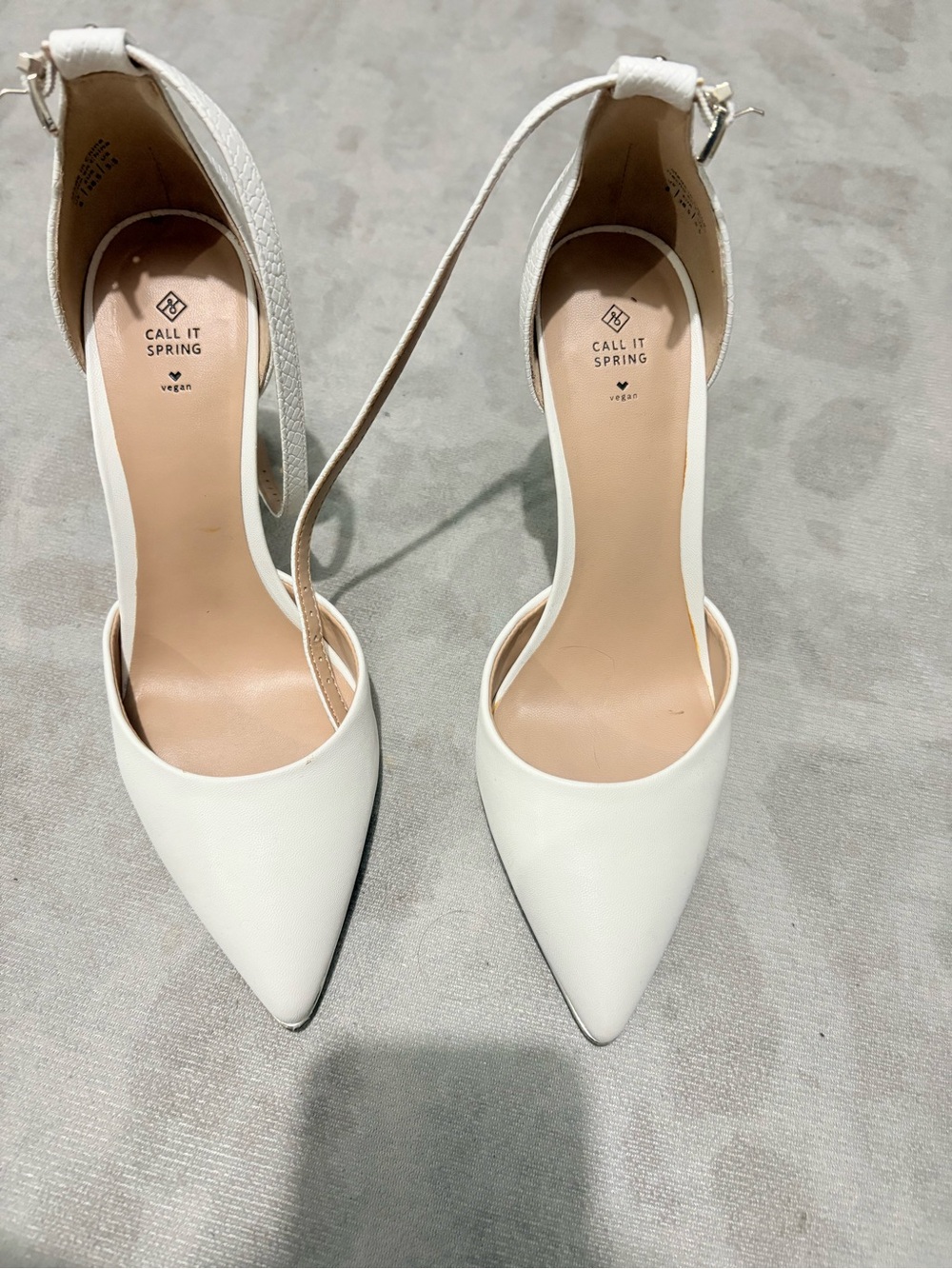 Call It Spring White Pointed Ankle-Strap Heels